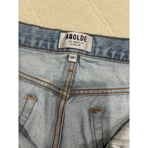 AGOLDE Shorts Womens 27 Parker Vintage Cut Off Blue Denim Distressed Button Fly - Picture 4 of 5